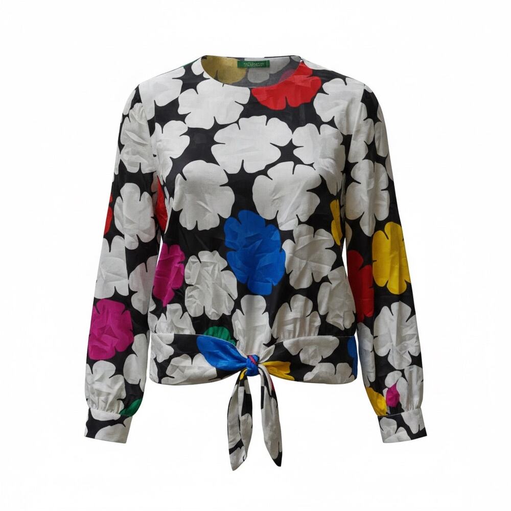 Vintage Lloyd Williams Floral Tie Front Blouse Multicolor Size 12
